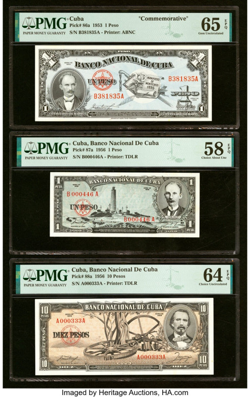 Cuba Banco Nacional de Cuba Group Lot of 6 Examples PMG Gem Uncirculated 65 EPQ;...