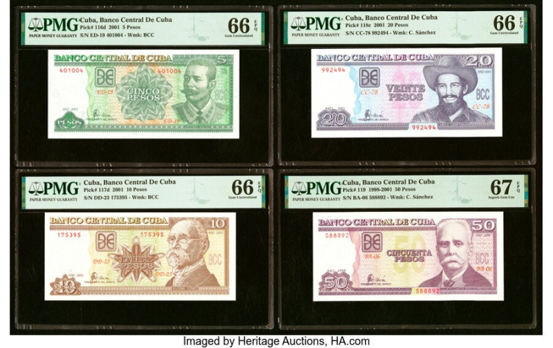 Cuba Banco Central de Cuba 5; 10; 20; 50 Pesos 2001 (3); 1998 Pick 116d; 117d; 1...