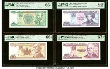 Cuba Banco Central de Cuba 5; 10; 20; 50 Pesos 2001 (3); 1998 Pick 116d; 117d; 118c; 119 Four Examples PMG Gem Uncirculated 66 EPQ (3); Superb Gem Unc...