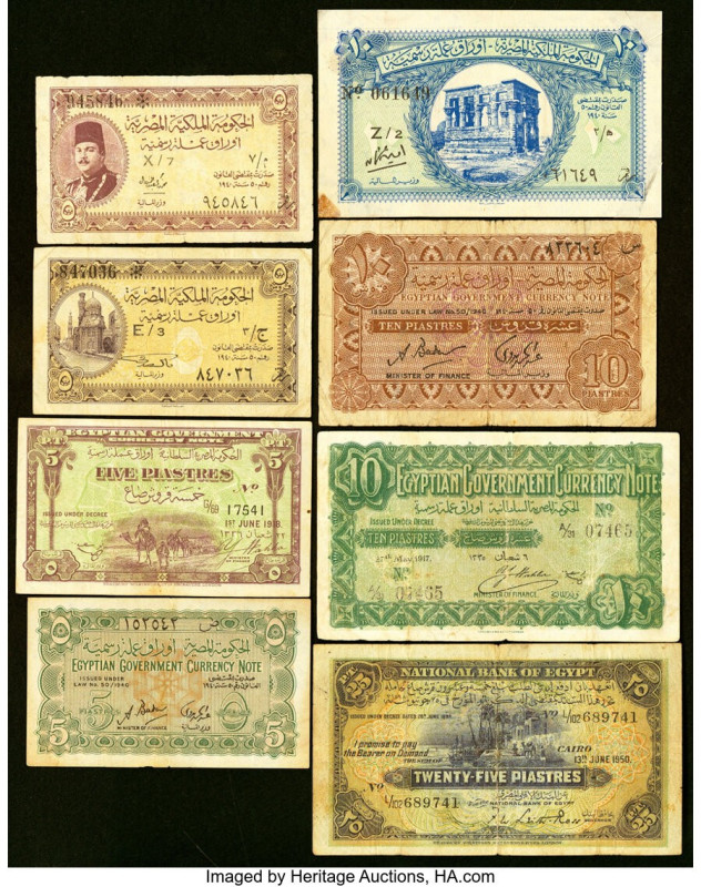 Egypt Group Lot of 8 Examples Fine. Stains, annotations and previous mounting ar...