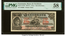 Guatemala Banco de Occidente en Quezaltenango 1 Peso 2.11.1921 Pick S175b PMG Choice About Unc 58. HID09801242017 © 2023 Heritage Auctions | All Right...