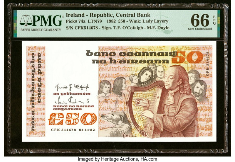 Ireland - Republic Central Bank of Ireland 50 Pounds 1.11.1982 Pick 74a PMG Gem ...