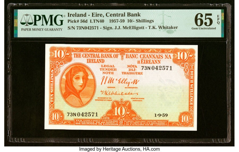 Ireland - Republic (Eire) Central Bank of Ireland 10 Shillings 1.9.1959 Pick 56d...