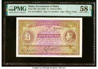 Malta Government of Malta 1 Pound ND (1940) Pick 20b PMG Choice About Unc 58 EPQ. HID09801242017 © 2023 Heritage Auctions | All Rights Reserved