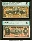 Mexico Banco de Londres y Mexico; Banco Oriental 100 Pesos (2) 1.10.1913; 10.3.1914 Pick S237e; S385c Two Examples PMG Extremely Fine 40 EPQ (2). HID0...