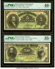 Mexico Banco de Guanajuato; Banco Oriental 5; 50 Pesos 20.7.1914; 14.3.1914 Pick S289d; S384c Two Examples PMG Extremely Fine 40 EPQ; Choice Very Fine...