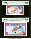Brunei Government of Brunei 1; 100 Ringgit 1988 Pick 6ds; 10cs Two Specimen PMG Superb Gem Unc 67 EPQ (2). A well centered Specimen set from the tiny ...