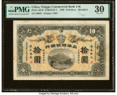 China Ningpo Commercial Bank, Limited, Shanghai 10 Dollars 22.1.1909 Pick A61D S/M#S107-4 PMG Very Fine 30. A beautiful and rare note issued during th...