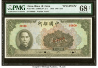 China Bank of China 500 Yuan 1942 Pick 99s S/M#C294-271 Specimen PMG Superb Gem Unc 68 EPQ. At the time of cataloging, this is the single finest grade...
