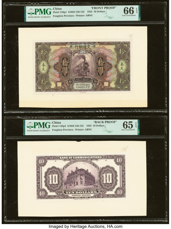 China Bank of Communications, Fengtien 10 Dollars 1.1.1923 Pick 133p1; 133p2 Fro...