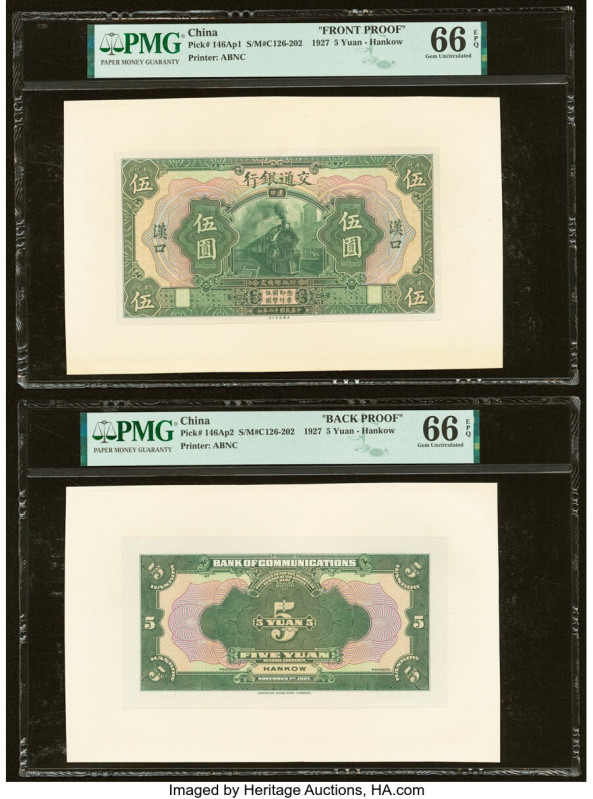 China Bank of Communications, Hankow 5 Yuan 1.11.1927 Pick 146Ap Front and Back ...