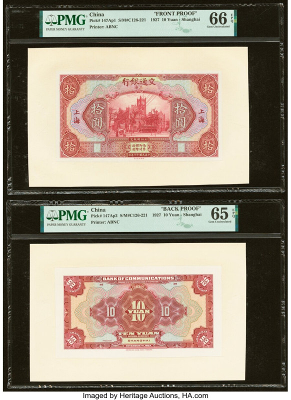 China Bank of Communications, Shanghai 10 Yuan 1.11.1927 Pick 147Ap1; 147Ap2 Fro...
