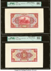 China Bank of Communications, Shanghai 10 Yuan 1.11.1927 Pick 147Ap1; 147Ap2 Front and Back Proof PMG Gem Uncirculated 66 EPQ; Gem Uncirculated 65 EPQ...