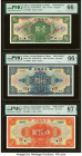 China Central Bank of China, Shanghai 1; 10; 50 Dollars 1928 Pick 195s; 197s; 198s Three Specimen PMG Gem Uncirculated 66 EPQ (2); Superb Gem Unc 67 E...