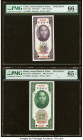 China Central Bank of China 10; 20 Cents 1930 Pick 323s; 324s Two Specimen PMG Gem Uncirculated 66 EPQ; Gem Uncirculated 65 EPQ. A compelling portrait...