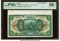 China Industrial Development Bank of China 10 Yuan 1.2.1921 Pick 495s S/M#C245-5 Specimen PMG Gem Uncirculated 66 EPQ. An attractive Specimen printed ...
