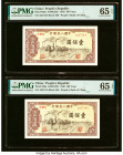 China People's Bank of China 100 Yuan 1949 Pick 836a S/M#C282-46 Two Consecutive Examples PMG Gem Uncirculated 65 EPQ (2). An outstanding consecutive ...
