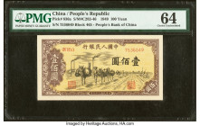 China People's Bank of China 100 Yuan 1949 Pick 836a S/M#C282-46 PMG Choice Uncirculated 64. A scenic vignette of a mule pack is well displayed on thi...
