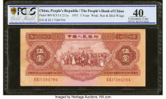 China People's Bank of China 5 Yuan 1953 Pick 869 S/M#C283-13 PCGS Gold Shield Extremely Fine 40. The reddish-brown 5 Yuan dated 1953 is the first of ...