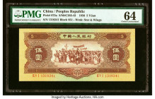 China People's Bank of China 5 Yuan 1956 Pick 872a S/M#C283-43 PMG Choice Uncirculated 64. The brown 5 Yuan of 1956 is the second highest denomination...