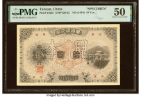 China Bank of Taiwan Limited 10 Yen ND (1916) Pick 1923s S/M#T20-22 Specimen PMG About Uncirculated 50. Taiwanese Specimen from the 1914-1921 series a...