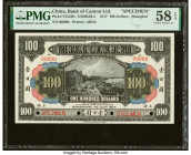 China Bank of Canton Limited, Shanghai 100 Dollars 1.7.1917 Pick S153Ds Specimen PMG Choice About Unc 58 EPQ. The Bank of Canton, Limited, was the fir...