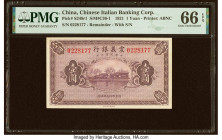China Chinese Italian Banking Corporation 1 Yuan 1.4.1921 Pick S248r1 S/M#C36-1 Remainder PMG Gem Uncirculated 66 EPQ. The Chinese-printed banknotes o...