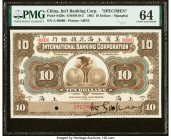 China International Banking Corporation, Shanghai 10 Dollars 1.1.1905 Pick S420s S/M#M10-3 Specimen PMG Choice Uncirculated 64. A lovely depiction of ...