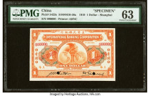 China International Banking Corporation, Shanghai 1 Dollar 1.7.1919 Pick S423s S/M#M10-50a Specimen PMG Choice Uncirculated 63. A fascinating vignette...