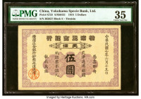 China Yokohama Specie Bank Limited, Tientsin 5 Dollars 15.6.1918 Pick S722 S/M#H31 PMG Choice Very Fine 35. An always popular and rare note from the Y...
