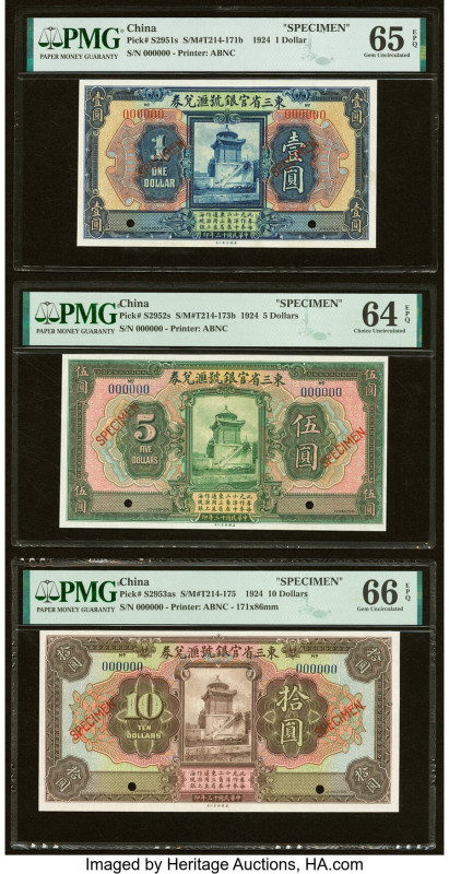 China Provincial Bank of Three Eastern Provinces Group Lot of 5 Specimen. The fo...