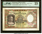 Hong Kong Chartered Bank 500 Dollars 1.7.1961 Pick 72a PMG Very Fine 25. Impressive design elements remain clear on this popular large format issue. T...