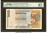 Hong Kong Chartered Bank 500 Dollars 1.1.1982 Pick 80b PMG Superb Gem Unc 67 EPQ. A popular Chartered Bank type, rarely seen in Superb Gem Grade. At t...
