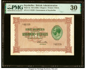 Seychelles Government of Seychelles 5 Rupees ND (1936) Pick 3c PMG Very Fine 30. A beautifully framed note featuring a portrait of King George VI. Thi...