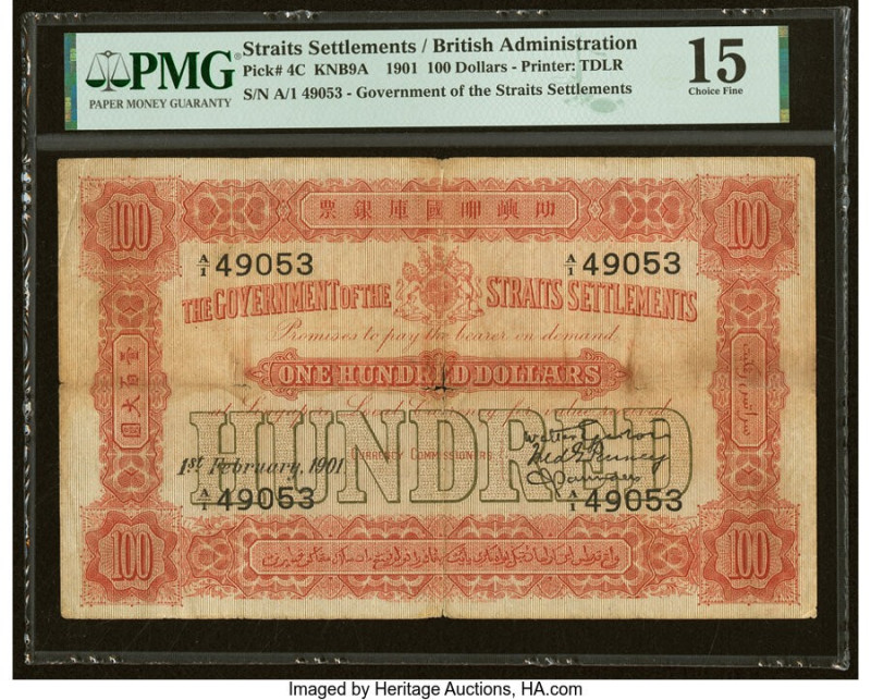 Straits Settlements Government of the Straits Settlements 100 Dollars 1.2.1901 P...