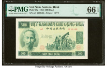 Vietnam National Bank of Viet Nam 500 Dong 1951 Pick 64a PMG Gem Uncirculated 66 EPQ. A pleasing and rarely seen Gem, bettered by only one example in ...
