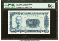Vietnam National Bank of Viet Nam 5000 Dong 1953 Pick 66a PMG Gem Uncirculated 66 EPQ. All features remain excellent on this is nicely margined note f...