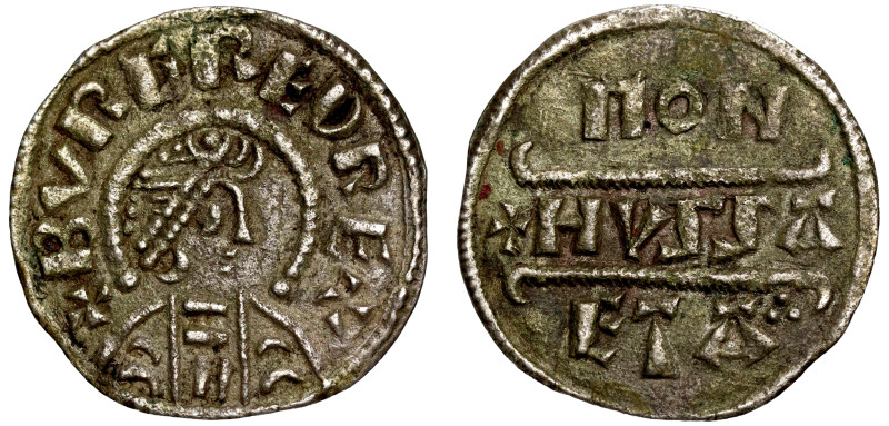Burgred silver Penny moneyer Hussa

Burgred, King of Mercia (852-874), silver ...