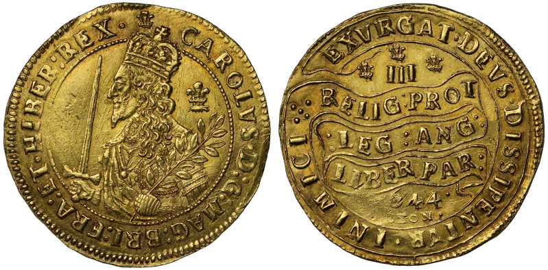 AU DETAILS | Charles I 1644 gold Triple Unite Oxford mint

Charles I (1625-49)...