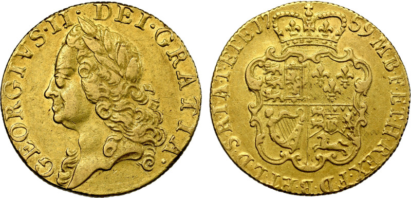 George II 1759 Guinea

George II (1727-60), gold Guinea, 1759, old laureate he...