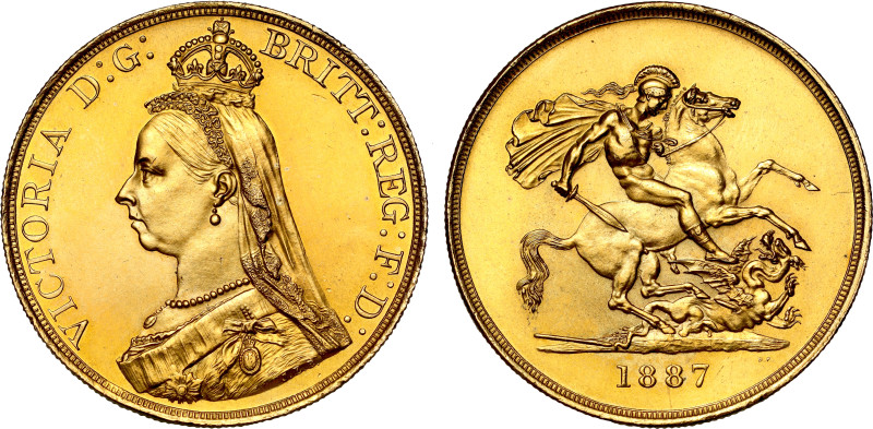 Victoria 1887 gold Five Pounds

Victoria (1837-1901), gold Five Pounds, 1887, ...