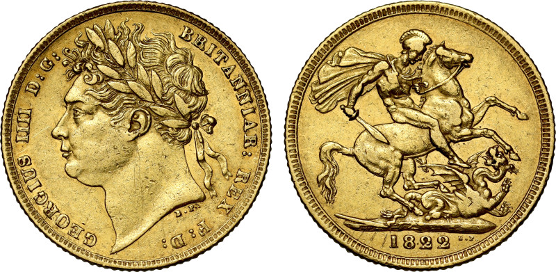 George IV 1822 gold Sovereign

George IV (1820-30), gold Sovereign, 1822, firs...