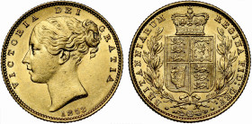 Victoria 1853 gold Shield Sovereign