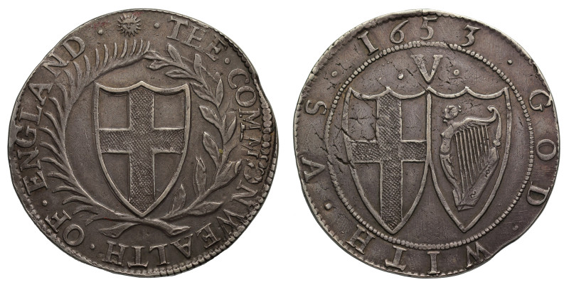 Commonwealth 1653 silver Crown V struck over inverted A

Commonwealth (1649-60...