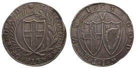 Commonwealth 1653 silver Crown V struck over inverted A