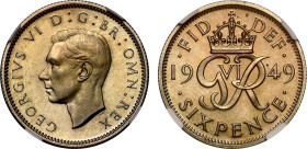PF65 | George VI 1949 copper-nickel proof Sixpence