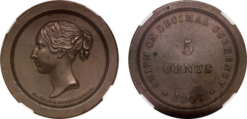 PF58 BN | Victoria 1846 copper Pattern Five Cents

Victoria (1837-1901), coppe...