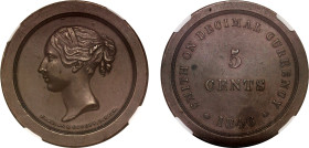 PF58 BN | Victoria 1846 copper Pattern Five Cents