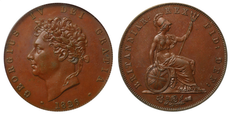 UNC 85 | George IV 1826 bronze proof Halpenny

George IV (1820-30), bronzed pr...