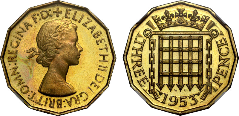 PF67 CAM | Elizabeth II 1953 brass proof Threepence

Elizabeth II (1952-2022),...